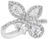 ESTATE WIDE 1.22CT DIAMOND 18KT WHITE GOLD 3D ROUND & MARQUISE FLOWER FUN RING