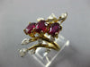 3.92CT DIAMOND & AAA RUBY 14KT 2 TONE GOLD MULTI SHAPE 3 STONE LEAF RING #26976
