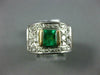 ANTIQUE WIDE 1.25CT DIAMOND & AAA EMERALD 14KT 2 TONE GOLD ENGAGEMENT RING #2008