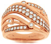ESTATE WIDE .75CT DIAMOND 14KT ROSE GOLD MULTI ROW ETOILE FUN ANNIVERSARY RING