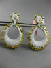 ESTATE LARGE 14.62CT WHITE & MULTI FANCY DIAMONDS 18KT 2 TONE GOLD DROP EARRINGS