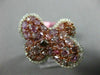 ESTATE LARGE 3.25CT WHITE & PINK DIAMOND 18K WHITE & ROSE BUTTERFLY FLOWER RING