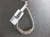 LARGE 1.21CT WHITE & PINK DIAMOND 18K WHITE ROSE GOLD TEAR DROP FLOATING PENDANT