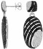 ESTATE 2.50CT WHITE & BLACK DIAMOND 14K WHITE GOLD 3D SQUARE OVAL FUN EARRINGS