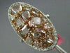 ESTATE LARGE 5.02CT WHITE & PINK DIAMOND 18KT GOLD MULTI SHAPE OVAL CLUSTER RING