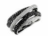 ESTATE WIDE .95CT WHITE & BLACK DIAMOND 14KT WHITE GOLD 3D CRISS CROSS LOVE RING