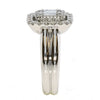 LARGE 1.59CT DIAMOND 18K WHITE GOLD 3D ROUND & BAGUETTE CLUSTER DOUBLE HALO RING