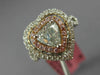 ESTATE 1.79CT WHITE & PINK DIAMOND 18KT 2 TONE GOLD DOUBLE HALO ENGAGEMENT RING