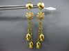 LARGE .05CT DIAMOND 18KT YELLOW GOLD 3D MATTE AND SHINY FLOWER HANGING EARRINGS