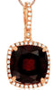 LARGE 5.06CT DIAMOND & AAA RHODOLITE 14KT ROSE GOLD CUSHION FUN FLOATING PENDANT