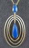 LARGE 5.0CT AAA BLUE AGATE 14KT YELLOW GOLD TEAR DROP MULTI CIRCULAR FUN PENDANT