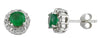 1.35CT DIAMOND & AAA EMERALD 14KT WHITE GOLD 3D ROUND HALO FLOWER STUD EARRINGS