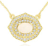.85CT DIAMOND & AAA OPAL 14KT YELLOW GOLD 3D OVAL & ROUND FILIGREE LOVE NECKLACE