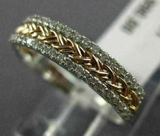 ESTATE .26CT DIAMOND 14KT WHITE & ROSE GOLD ROPE SEMI ETERNITY ANNIVERSARY RING