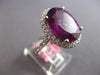 LARGE 4.48CT DIAMOND & AAA RHODOLITE 18K WHITE GOLD OVAL & ROUND ENGAGEMENT RING