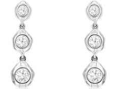 .35CT DIAMOND 14KT WHITE GOLD PAST PRESENT FUTURE HAMMER LOOK HANGING EARRINGS