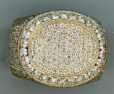 ESTATE EXTRA LARGE 4.87CT DIAMOND 14KT YELLOW GOLD 3D OVAL PAVE MENS RING