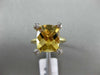 ESTATE LARGE 4.99CT DIAMOND & AAA CITRINE 14K WHTIE GOLD 3D CUSHION CUT FUN RING