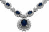 5.90CT DIAMOND & AAA SAPPHIRE 14KT WHITE GOLD ROUND & OVAL MULTI FLOWER NECKLACE|WC4683S-1