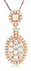 .42CT DIAMOND 14KT ROSE GOLD 3D CLUSTER OVAL HALO FLOWER FUN FLOATING PENDANT