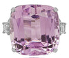 LARGE 43.17CT DIAMOND & AAA KUNZITE 18KT WHITE GOLD CUSHION & EMERALD CUT RING