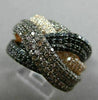 LARGE 3.69CT WHITE BLACK & CHOCOLATE FANCY DIAMOND 14KT ROSE GOLD MULTI ROW RING