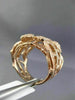 ESTATE WIDE 1.25CT ROUND DIAMOND 14K ROSE GOLD 3D OPEN FILIGREE FLOWER LEAF RING