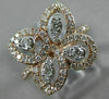 ESTATE .76CT DIAMOND 14KT YELLOW GOLD 3D CLASSIC 4 CLOVER FLOWER HALO LOVE RING
