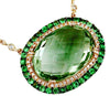 11.8CT DIAMOND & AAA GREEN GARNET & AMETHYST 14KT YELLOW GOLD OVAL HALO NECKLACE