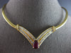 LARGE 5.76CT DIAMOND & AAA RUBY 14KT YELLOW GOLD 3D MULTI SHAPE NECKLACE #28196