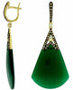 .83CT WHITE & MOCHA DIAMOND & AAA GREEN AGATE 14K YELLOW GOLD TEAR DROP EARRINGS