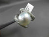ESTATE EXTRA LARGE 3CT DIAMOND & AAA SOUTH SEA PEARL 18K WHITE GOLD RING 20571