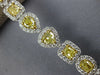 LARGE 9.13CT WHITE & FANCY YELLOW DIAMOND 18K WHITE GOLD 3D HALO TENNIS BRACELET