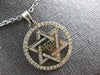 .58CT WHITE & BLACK DIAMOND 14KT WHITE GOLD STAR OF DAVID CHAI CIRCULAR PENDANT