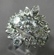 ANTIQUE LARGE 1.6CT OLD MINE DIAMOND 14K WHITE GOLD ENGAGEMENT INSERT RING 22658