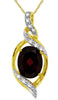 2.28CT DIAMOND & AAA GARNET 14KT 2 TONE GOLD 3D OVAL LOVE KNOT TEAR DROP PENDANT