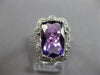 LARGE 4.39CT DIAMOND & AAA AMETHYST 14KT WHITE GOLD FILIGREE SQUARE FLORAL RING