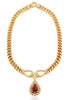 LARGE 12.5CT DIAMOND & AAA RUBY 18KT YELLOW GOLD 3D PEAR SHAPE LARIAT NECKLACE