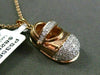 ESTATE .43CT DIAMOND 14KT WHITE & ROSE GOLD BABY SHOE FLOATING PENDANT & CHAIN