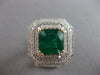 EXTRA LARGE 5.86CT DIAMOND & AAA EMERALD 18K 2 TONE GOLD 3D CUSHION OCTAGON RING