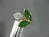 ESTATE WIDE .53CT DIAMOND & AAA TSAVORITE 14K YELLOW GOLD 3D LEAF CLUSTER RING
