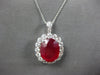 LARGE 12.85CT DIAMOND & AAA RUBY 14KT WHITE GOLD 3D OVAL & ROUND PENDANT #27985