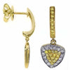 .55CT WHITE & FANCY YELLOW DIAMOND 18KT 2 TONE GOLD TRIANGULAR HANGING EARRINGS