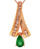 .63CT DIAMOND & AAA EMERALD 14KT ROSE GOLD PEAR SHAPE & ROUND TRIANGULAR PENDANT