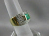 ANTIQUE WIDE 1.25CTW OLD MINE CUT DIAMOND EMERALD 14K GOLD BAND RING 12MM #20008