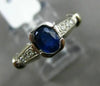 ESTATE .89CT DIAMOND & AAA SAPPHIRE 14K WHITE GOLD 3D SEMI BEZEL ENGAGEMENT RING