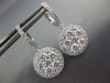 ESTATE LARGE 2.39CT DIAMOND 18KT WHITE GOLD CLUSTER FLOWER HALO HANGING EARRINGS