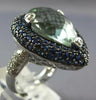 EXTRA LARGE 10.97CT DIAMOND & AAA SAPPHIRE & GREEN AMETHYST 14KT WHITE GOLD RING