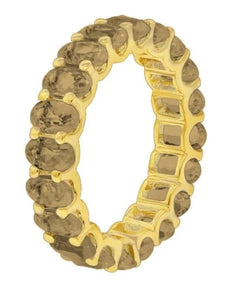 4.21CT AAA CITRINE 14KT YELLOW GOLD CLASSIC OVAL SHARED PRONG ETERNITY FUN RING
