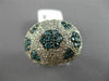 ESTATE LARGE 2.46CT WHITE & BLUE DIAMOND 14K WHITE GOLD 3D MULTI FLOWER FUN RING